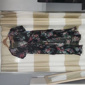 Fashion Nova Floral Sheer Top - Black and Multicolor